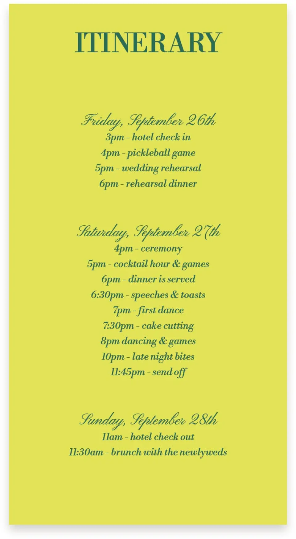 This is a  4" x 7.5" Information Cards (Pocket Invitation) called Serving Up Forever printed in full color on Premium Smooth paper