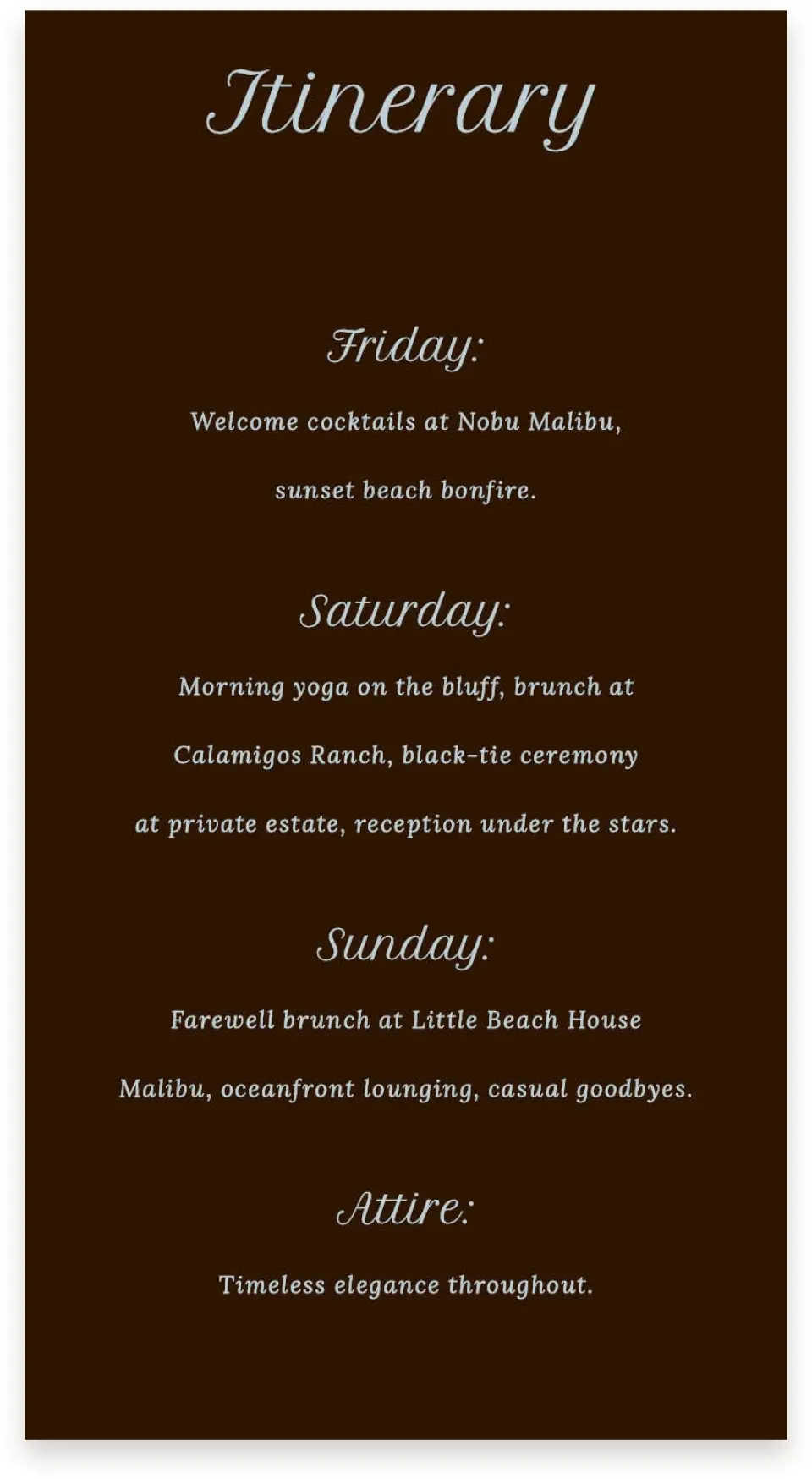This is a  4" x 7.5" Information Cards (Pocket Invitation) called Montauk printed in full color on Premium Smooth paper