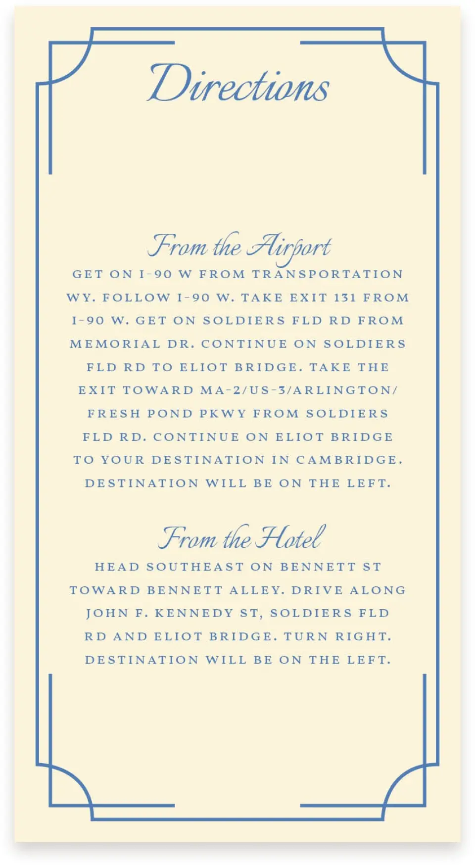 This is a  4" x 7.5" Information Cards (Pocket Invitation) called Cambridge printed in full color on Premium Smooth paper