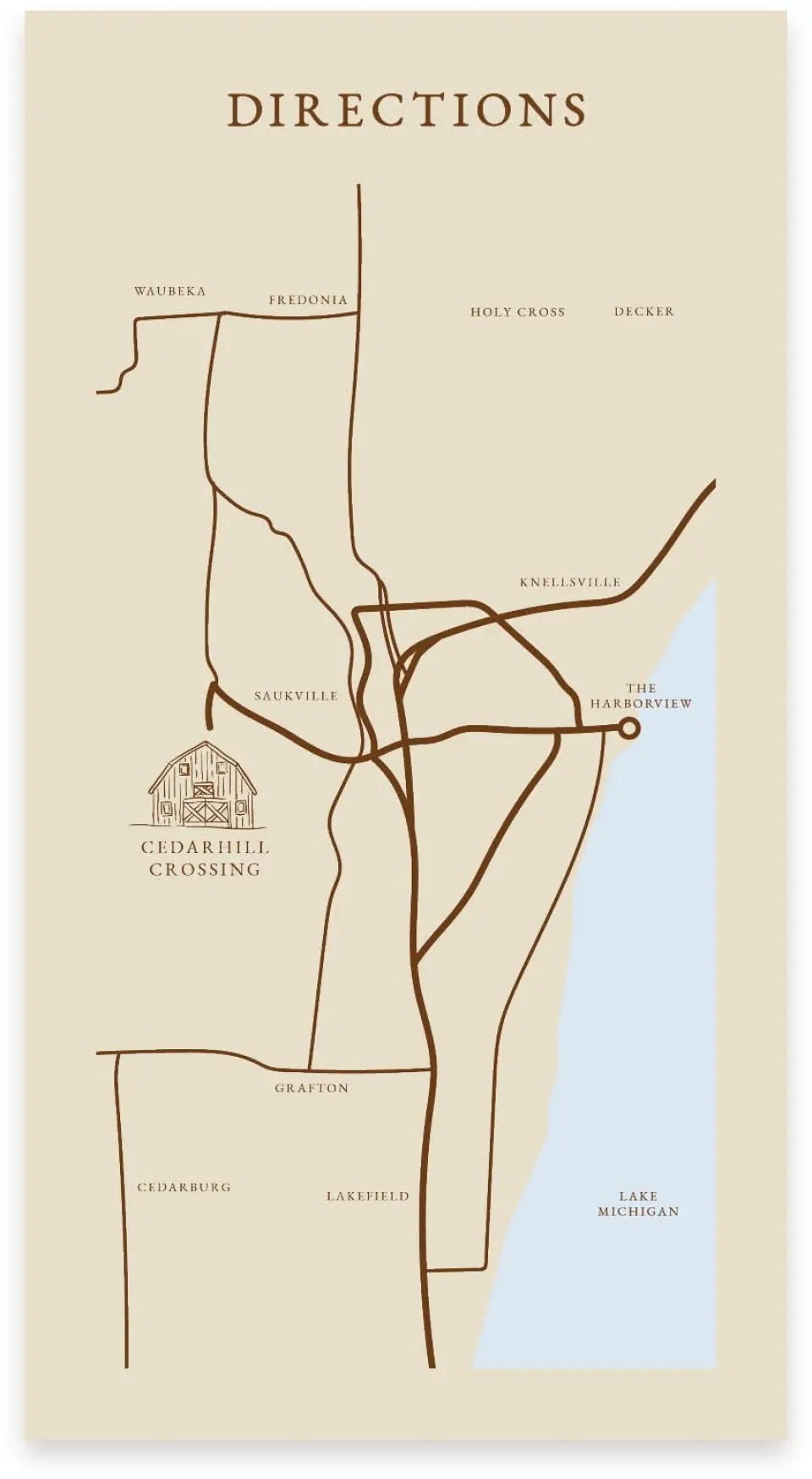 This is a  4" x 7.5" Information Cards (Pocket Invitation) called Cedarhill Crossing printed in full color with Silver foil on Luxe Satin (coated) paper