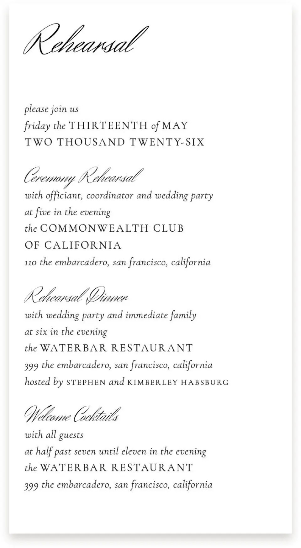 This is a  4" x 7.5" Information Cards (Pocket Invitation) called Commonwealth Club printed in full color on Premium Smooth paper