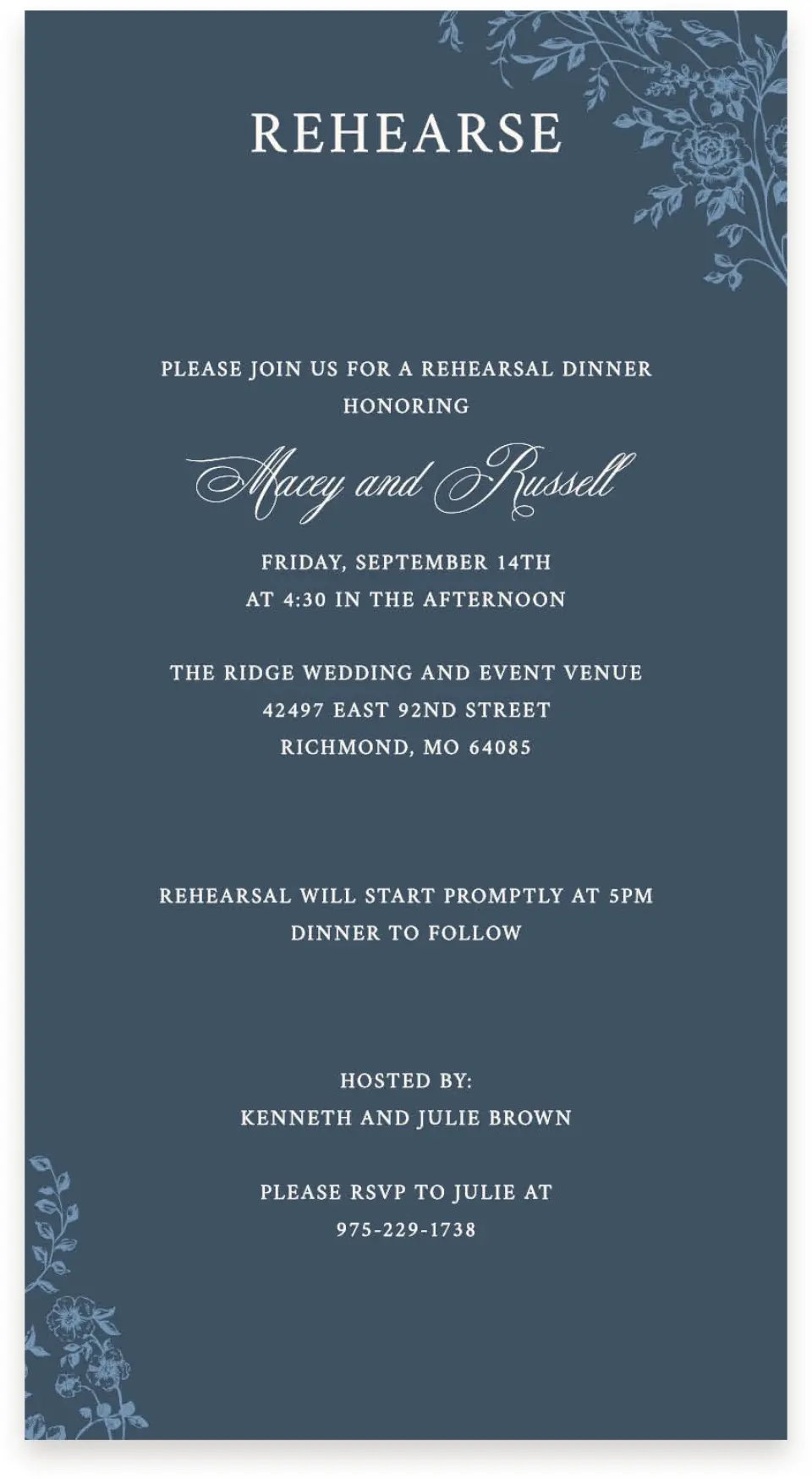 This is a  4" x 7.5" Information Cards (Pocket Invitation) called Vintage Reverie printed in full color with Silver foil on Luxe Satin (coated) paper