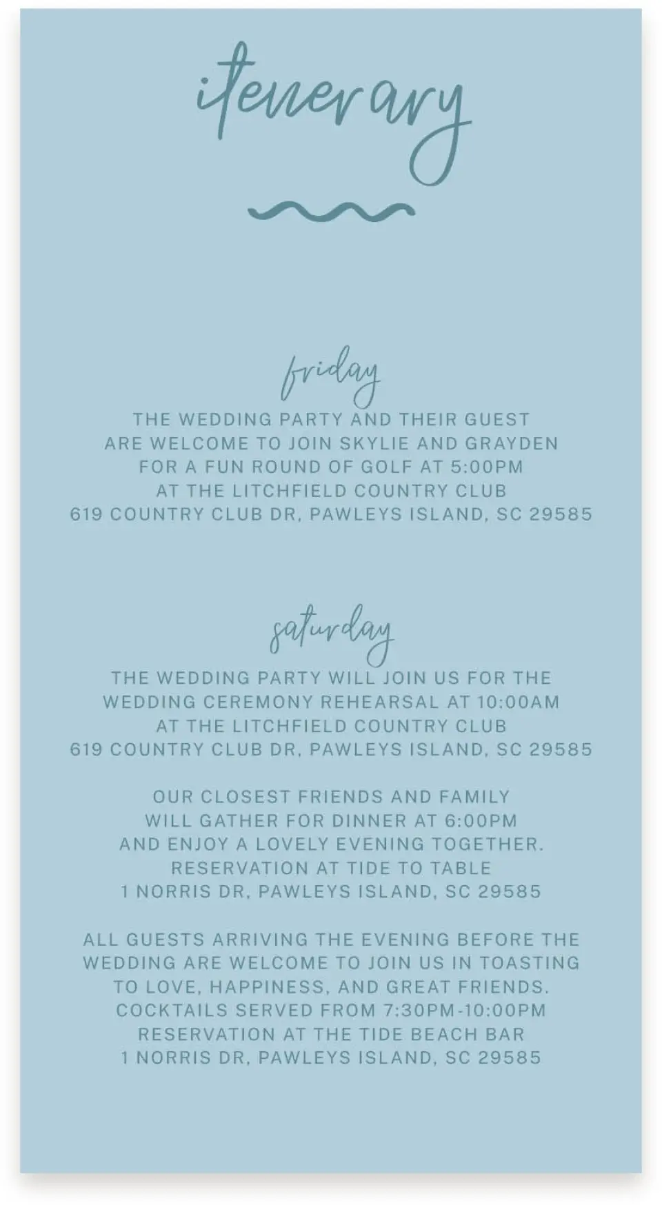 This is a  4" x 7.5" Information Cards (Pocket Invitation) called I Hear Wedding Shells printed in full color with Silver foil on Luxe Satin (coated) paper