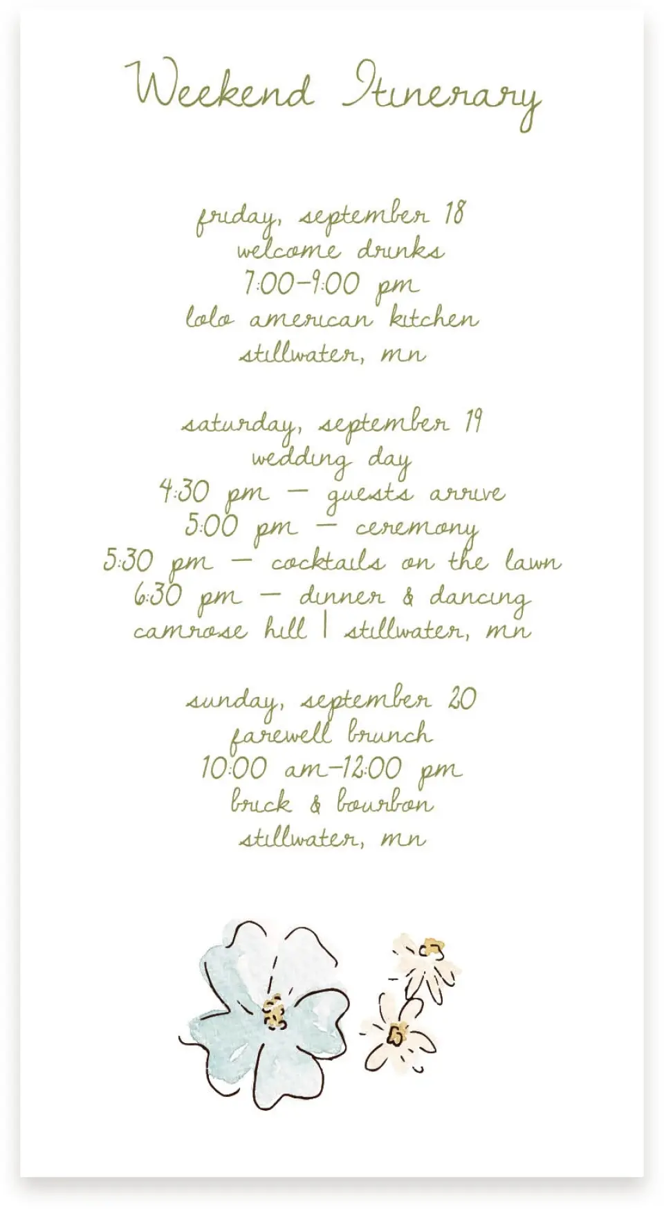 This is a  4" x 7.5" Information Cards (Pocket Invitation) called Soft Garden Vows printed in full color with Gold foil on Premium Smooth paper