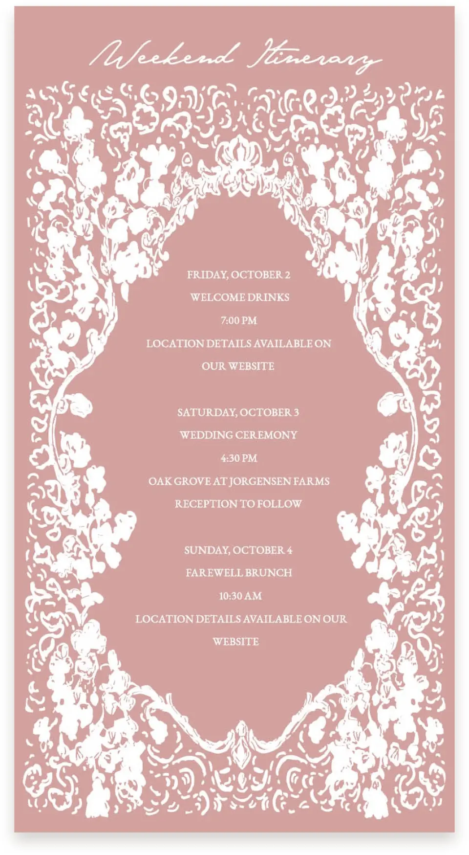 This is a  4" x 7.5" Information Cards (Pocket Invitation) called Verdant Romance printed in full color with Gold foil on Premium Smooth paper