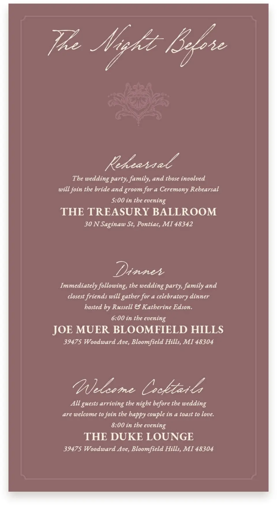 This is a  4" x 7.5" Information Cards (Pocket Invitation) called Victorian Aura printed in full color with Gold foil on Premium Smooth paper