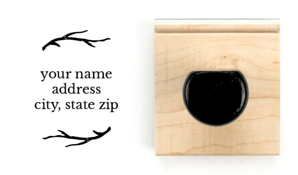 This is a 1 3/4" x 2" Rubber Stamp called Rustic Boughs printed in full color