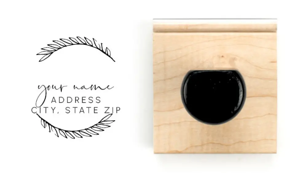 This is a 1 3/4" x 2" Rubber Stamp called Laurel Wreath printed in full color