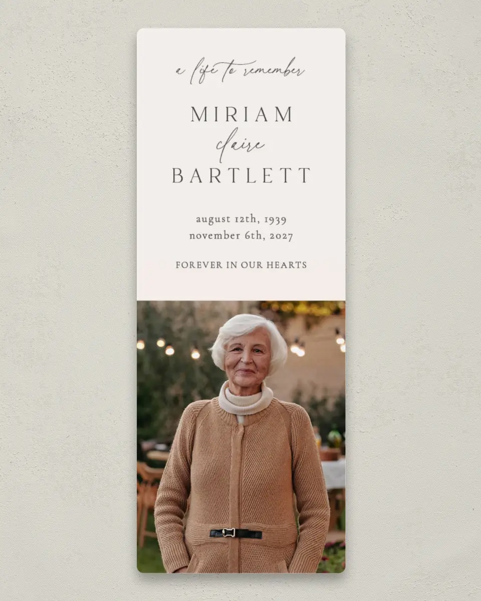This is a 2¼" x 5⅞" Save the Date Magnet called Cherished Life printed in full color with a Luxe Satin finish