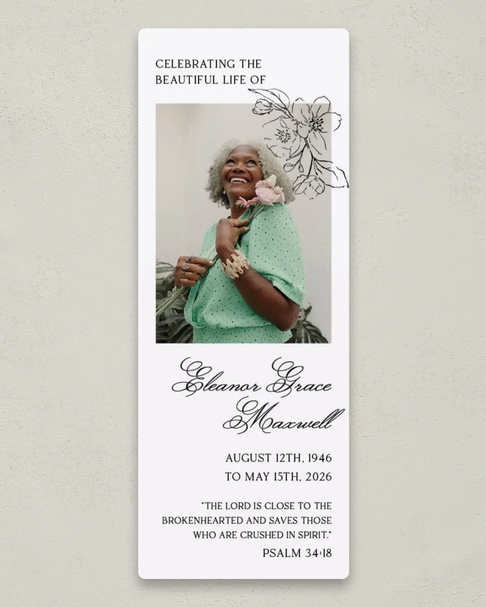This is a 2¼" x 5⅞" Save the Date Magnet called Peaceful Petals printed in full color with a Luxe Satin finish