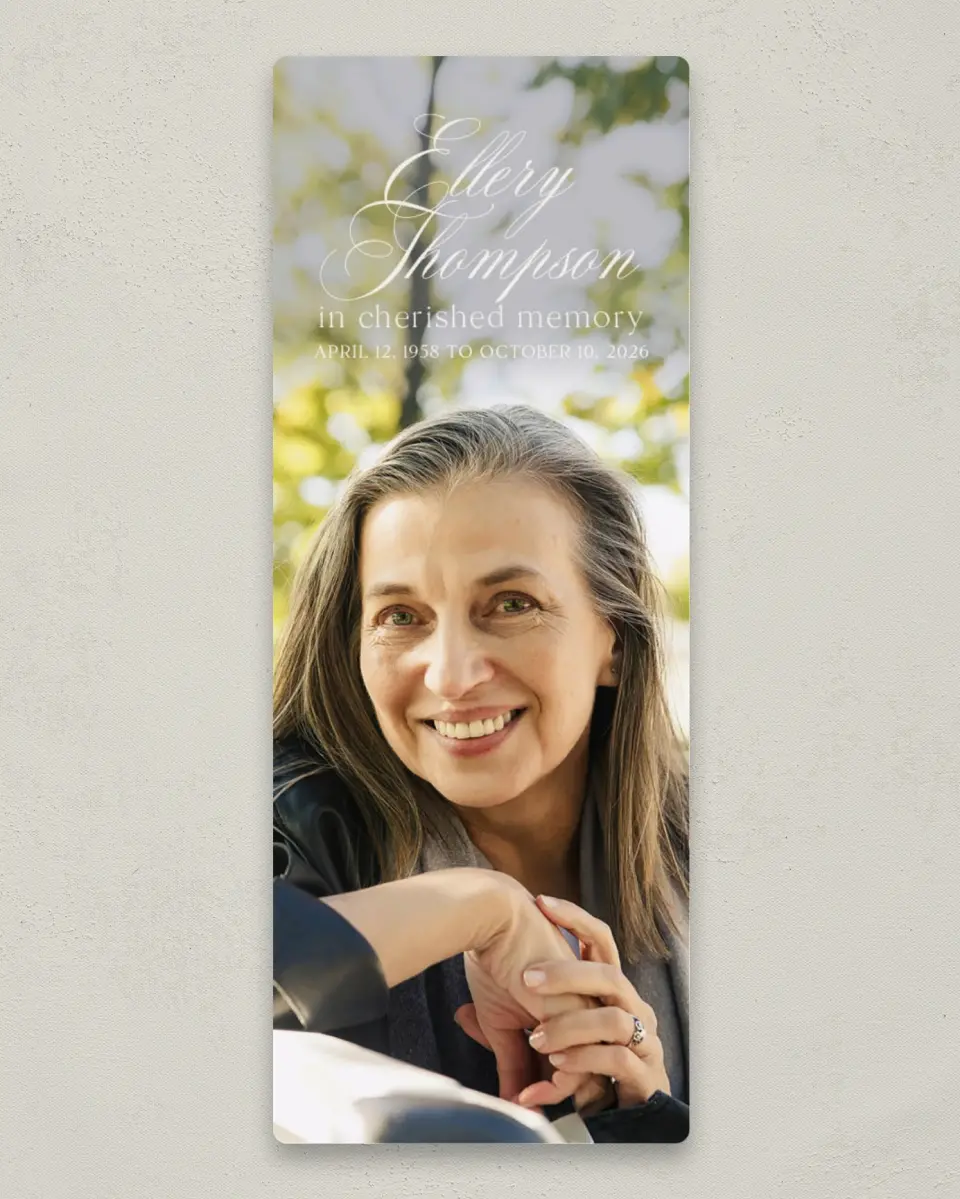 This is a 2¼" x 5⅞" Save the Date Magnet called New Light printed in full color with a Luxe Satin finish