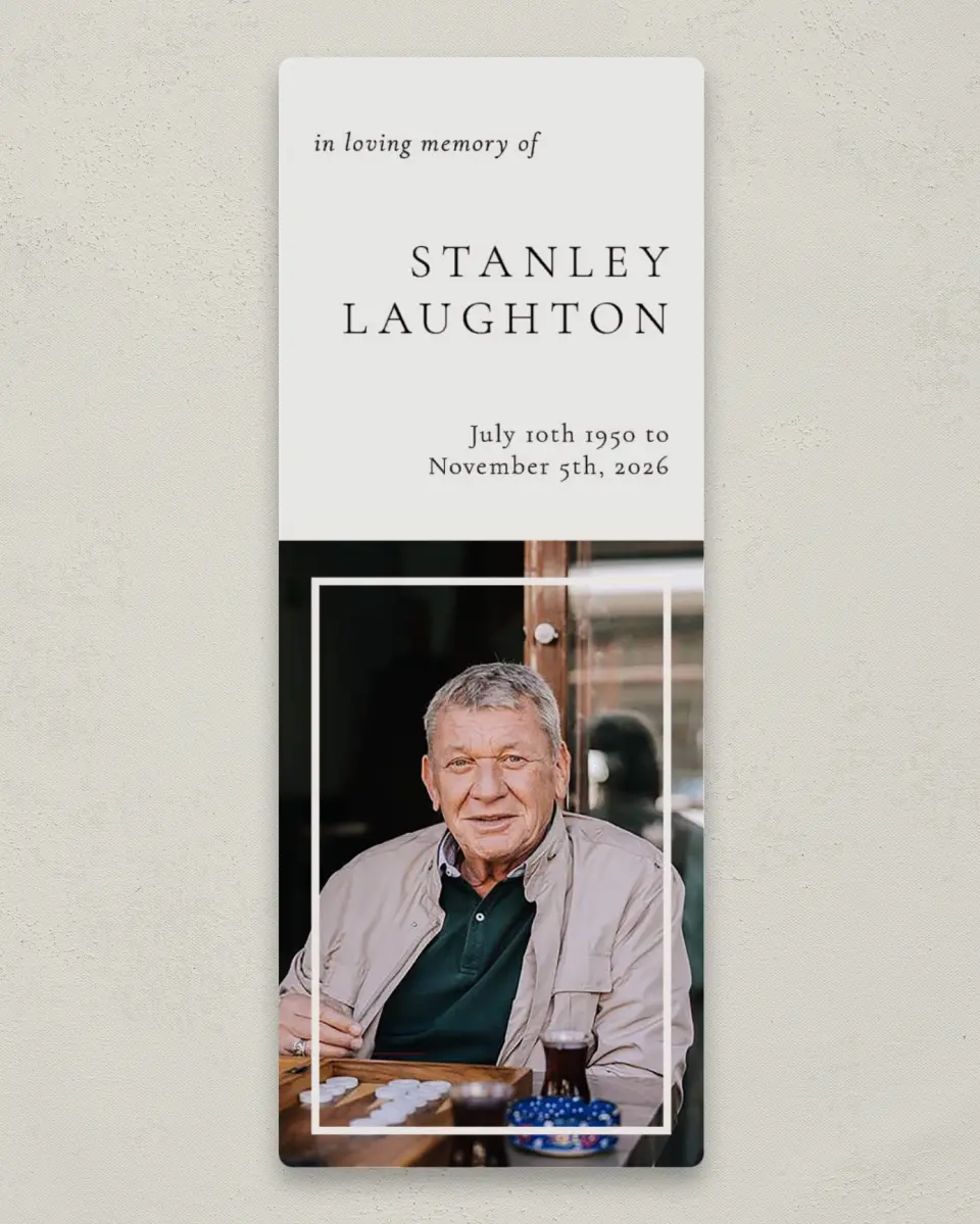 This is a 2¼" x 5⅞" Save the Date Magnet called Remembered Well printed in full color with a Luxe Satin finish
