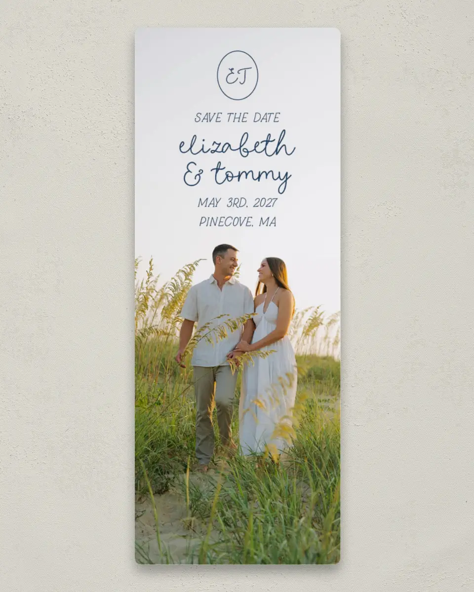 This is a 2¼" x 5⅞" Save the Date Magnet called Love Endures printed in full color with a Luxe Satin finish
