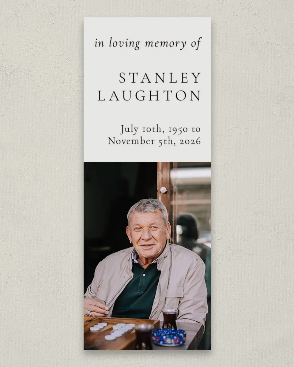 This is a 2¼" x 5⅞" Memorial Bookmark called Remembered Well printed in full color on Premium Smooth paper
