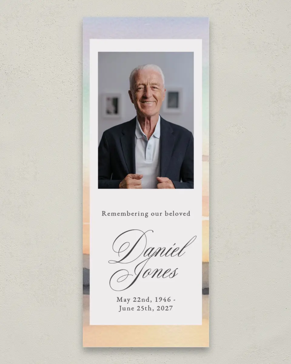 This is a 2¼" x 5⅞" Memorial Bookmark called Our Beloved printed in full color on Premium Smooth paper