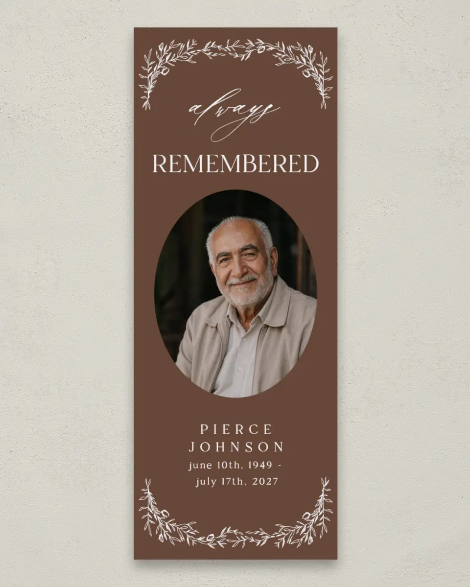 This is a 2¼" x 5⅞" Memorial Bookmark called With Loving Memory printed in full color on Premium Smooth paper