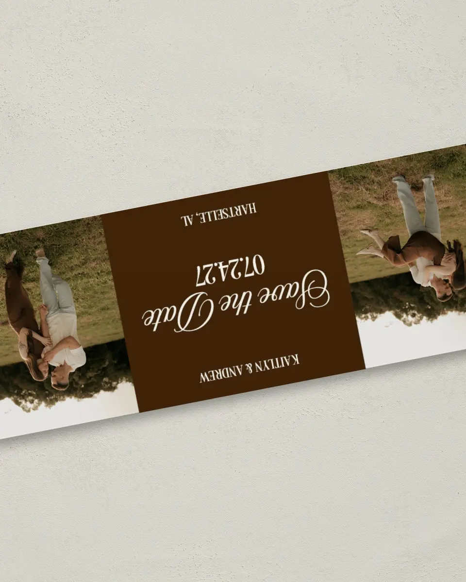 This is a 2¼" x 5⅞" Birth Announcement Card called Forevermore printed in full color on Premium Smooth paper