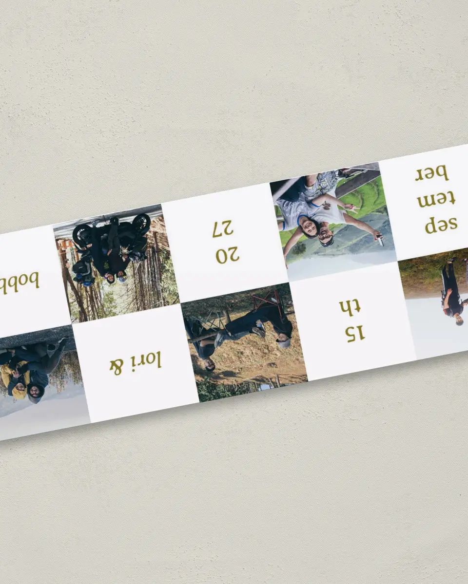 This is a 2¼" x 5⅞" Birth Announcement Card called Hopscotch Love printed in full color on Premium Smooth paper