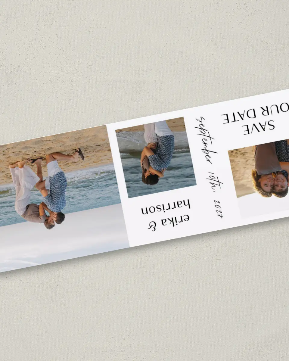 This is a 2¼" x 5⅞" Birth Announcement Card called Lovely Love printed in full color on Premium Smooth paper