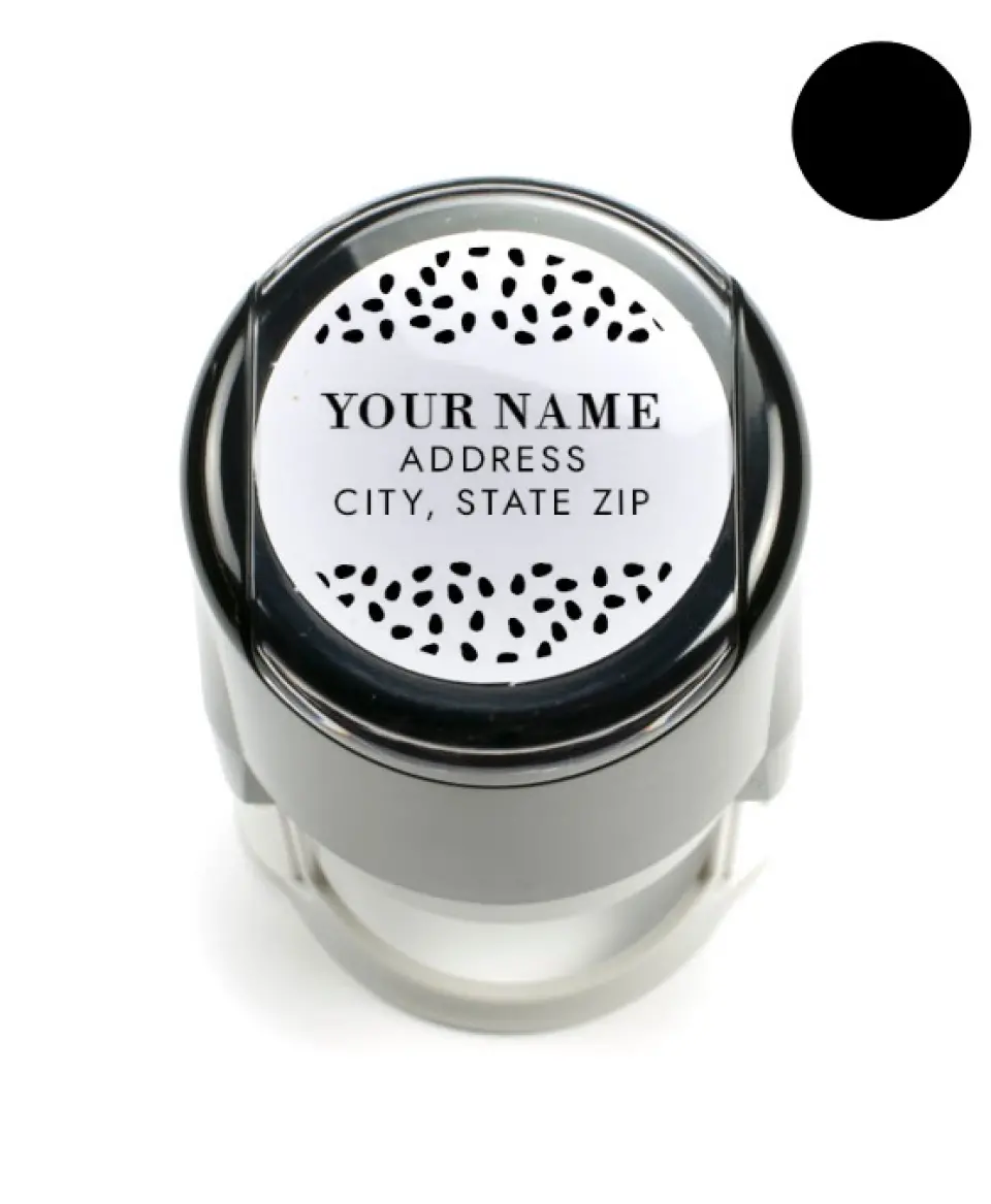 This is a 1 9/16" Self-Inking Stamp called Gilded Laurels printed in full color