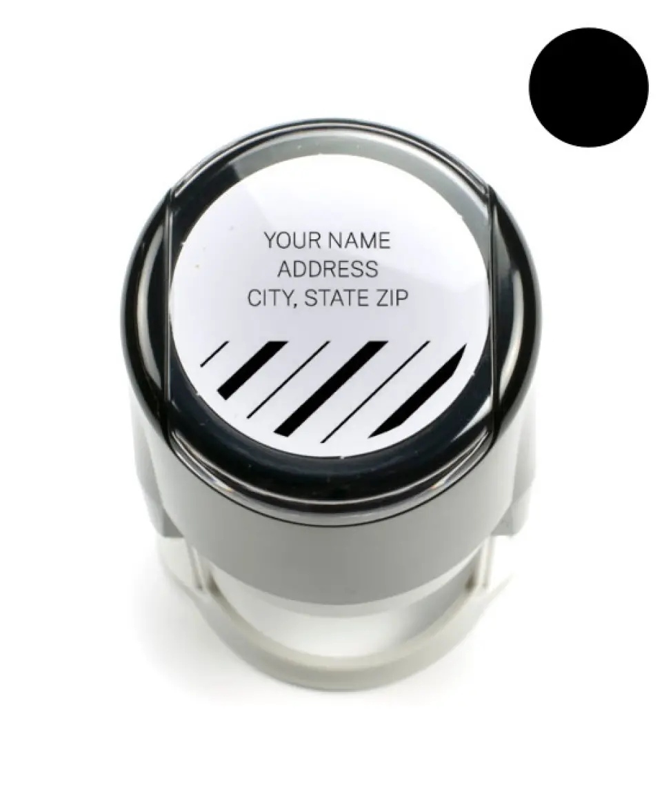 This is a 1 9/16" Self-Inking Stamp called Lustrous Lines printed in full color