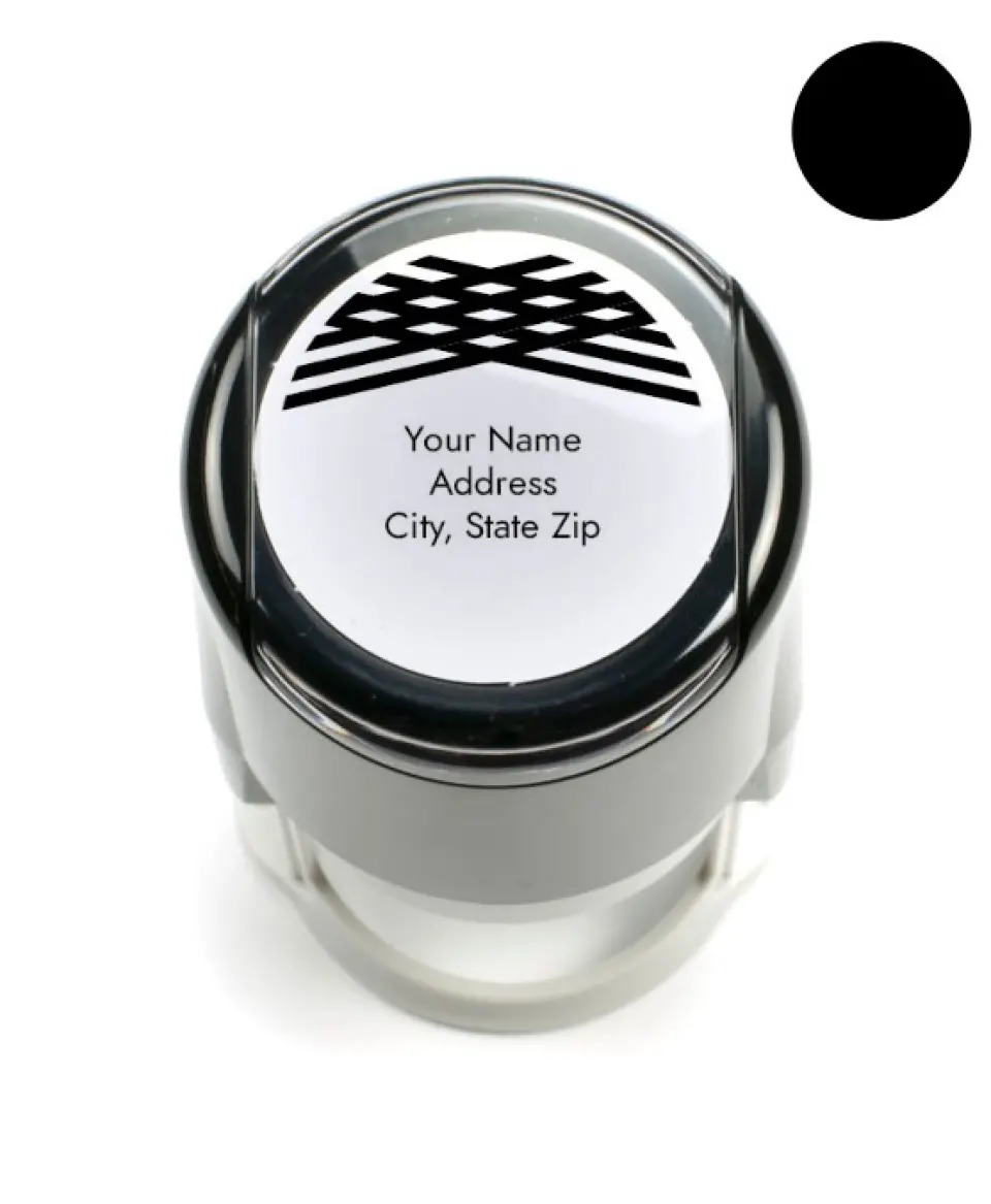 This is a 1 9/16" Self-Inking Stamp called Forever Gilded printed in full color