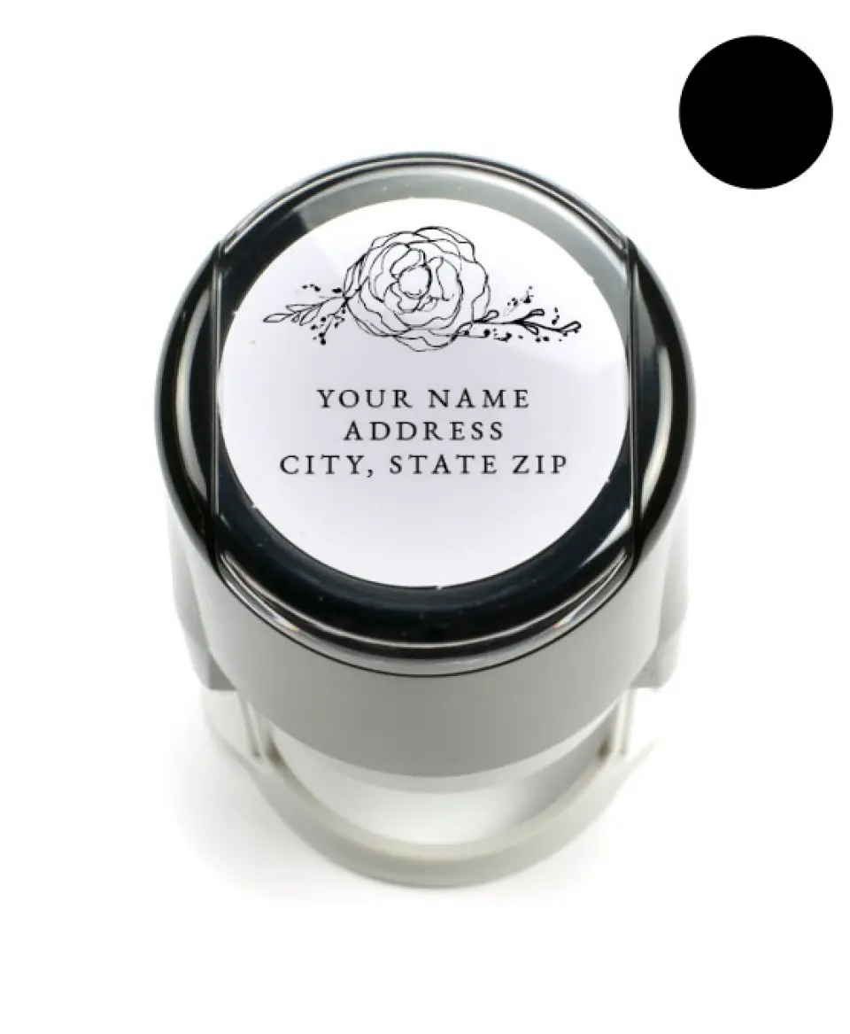 This is a 1 9/16" Self-Inking Stamp called Blooming Rose printed in full color