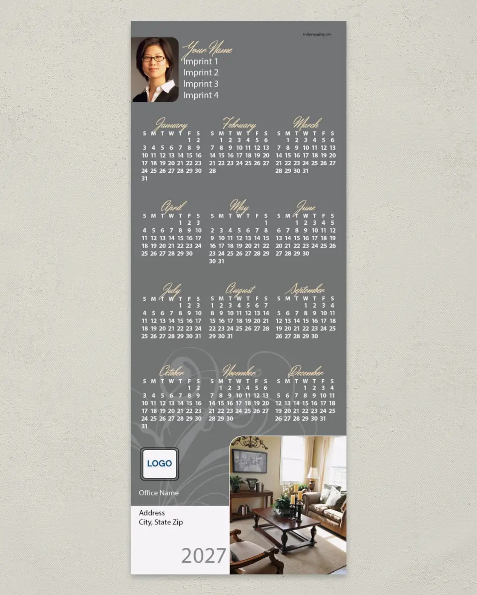 This is a 3½" x 9" Calendar MagnetCard called Professional Flourish printed in full color