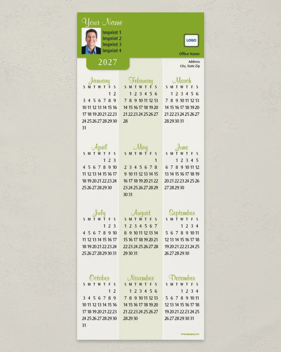 This is a 3½" x 9" Calendar MagnetCard called Name Tab printed in full color