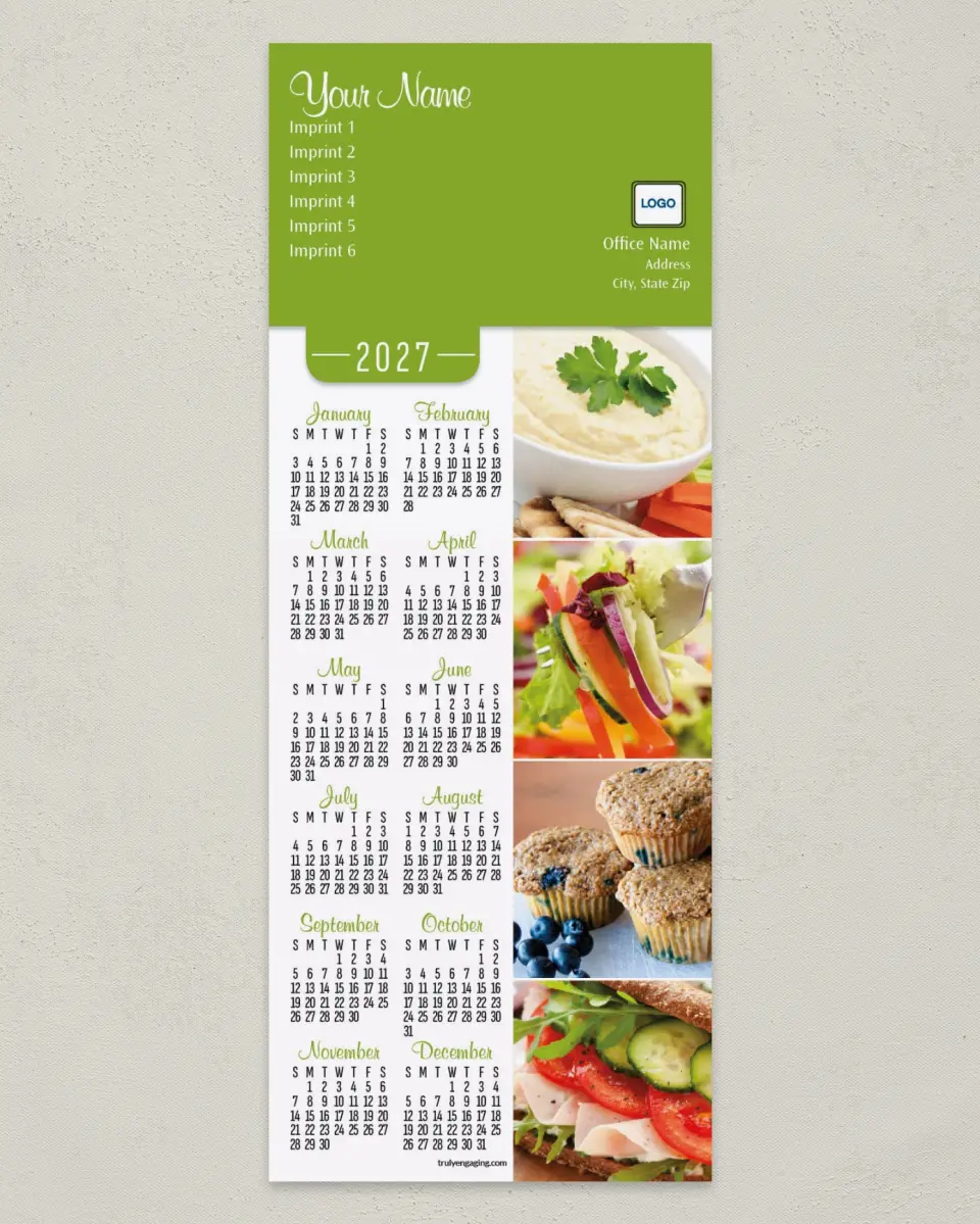This is a 3½" x 9" Calendar MagnetCard called Food Photography printed in full color