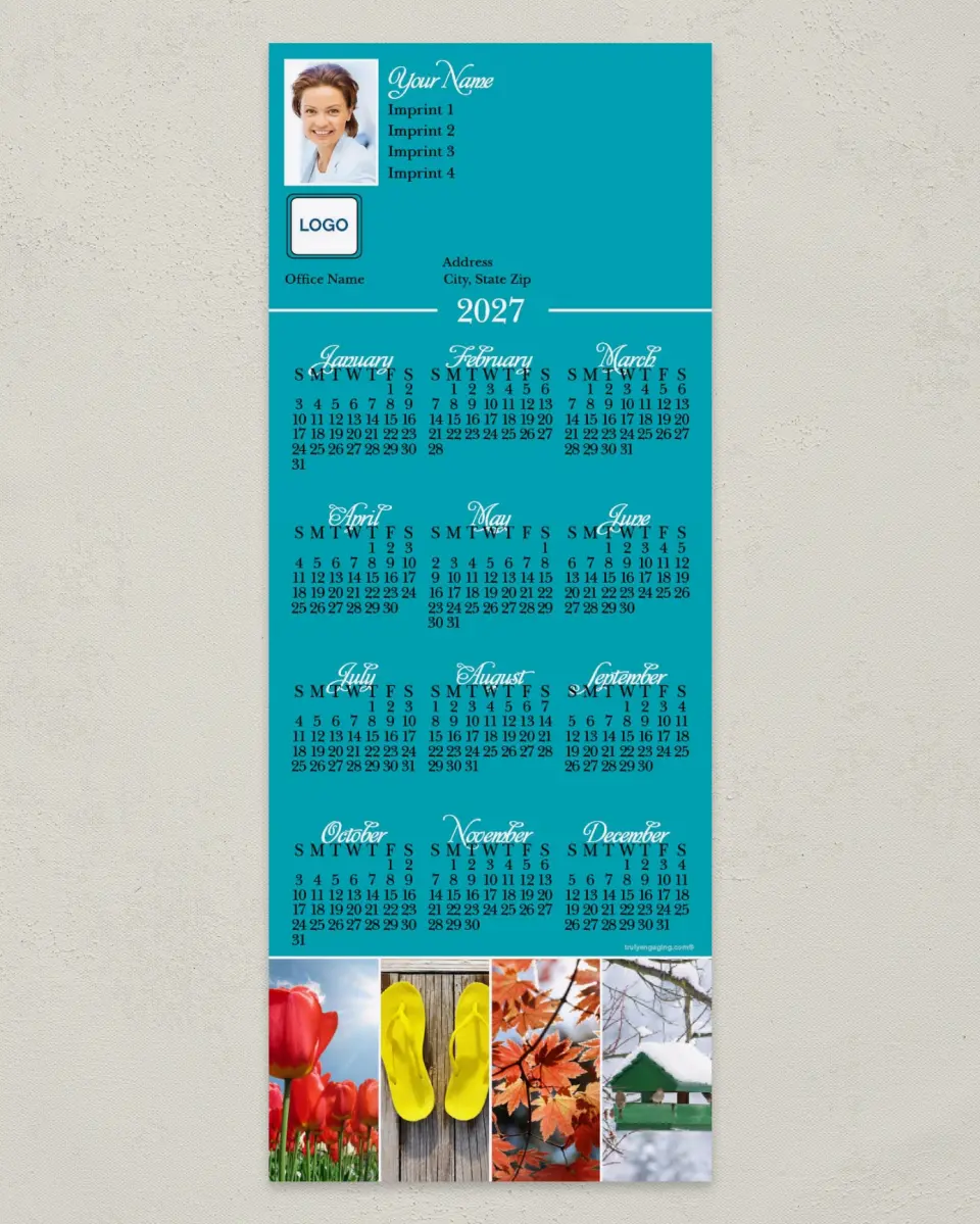 This is a 3½" x 9" Calendar MagnetCard called Stunning Snapshots printed in full color