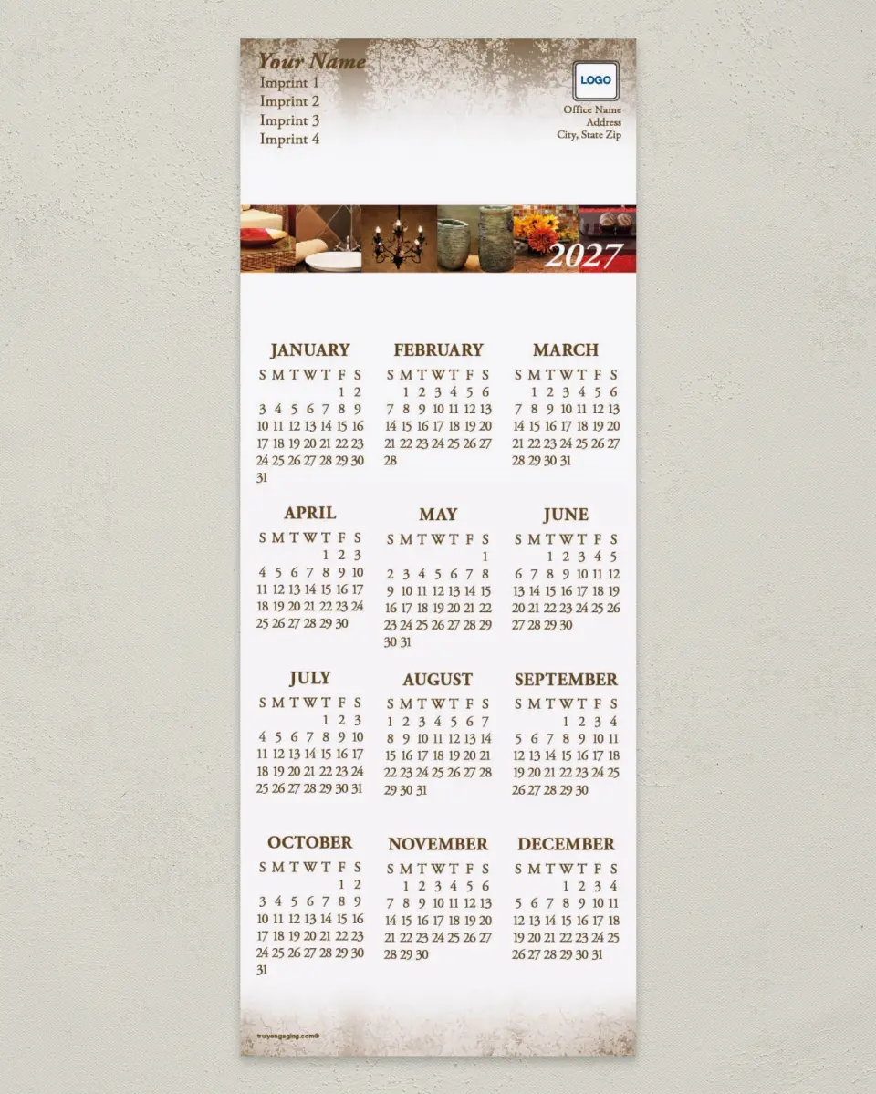This is a 3½" x 9" Calendar MagnetCard called Warm Wishes printed in full color