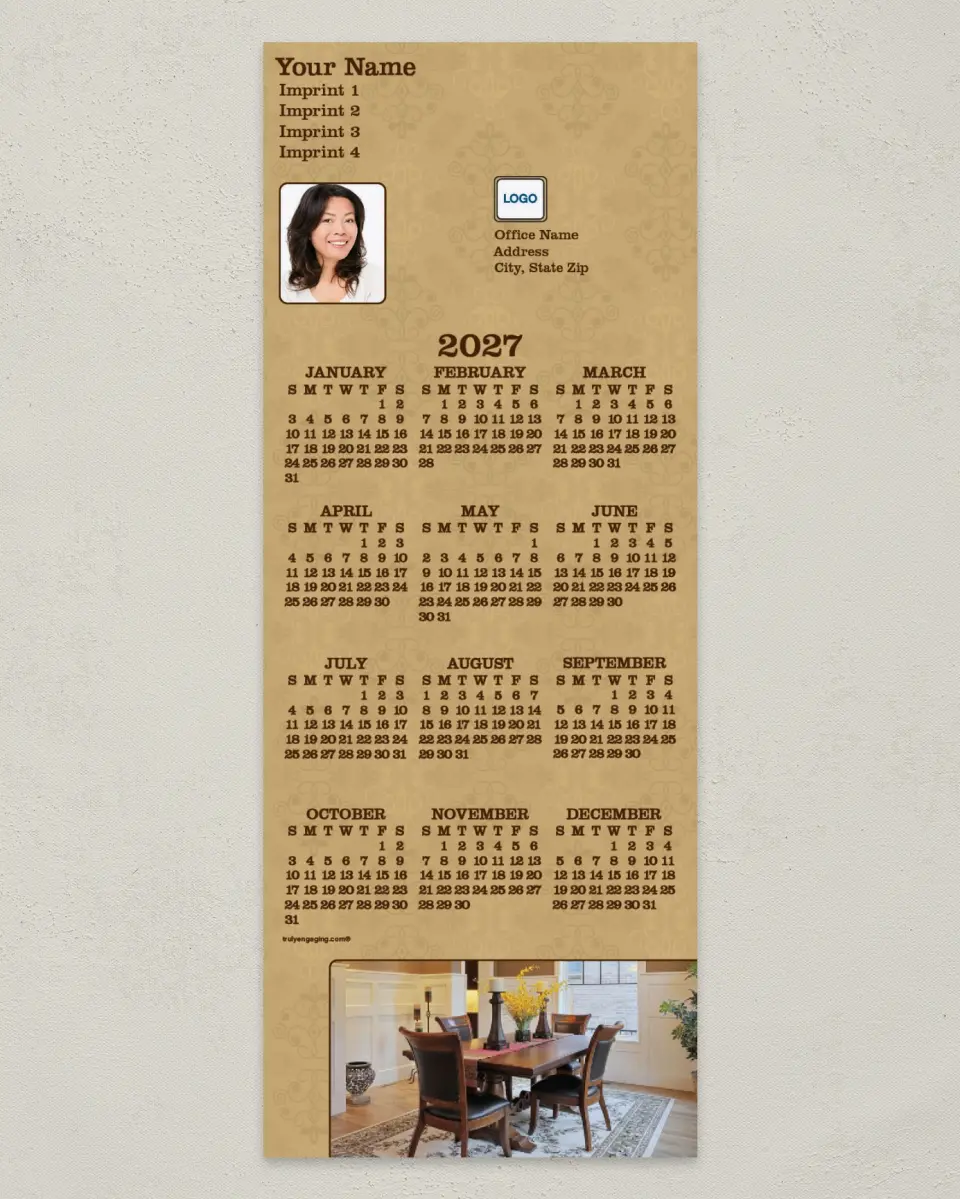 This is a 3½" x 9" Calendar MagnetCard called Family Table printed in full color