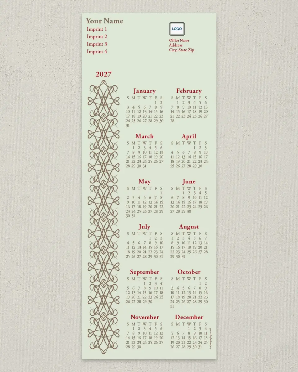 This is a 3½" x 9" Calendar MagnetCard called Scroll printed in full color