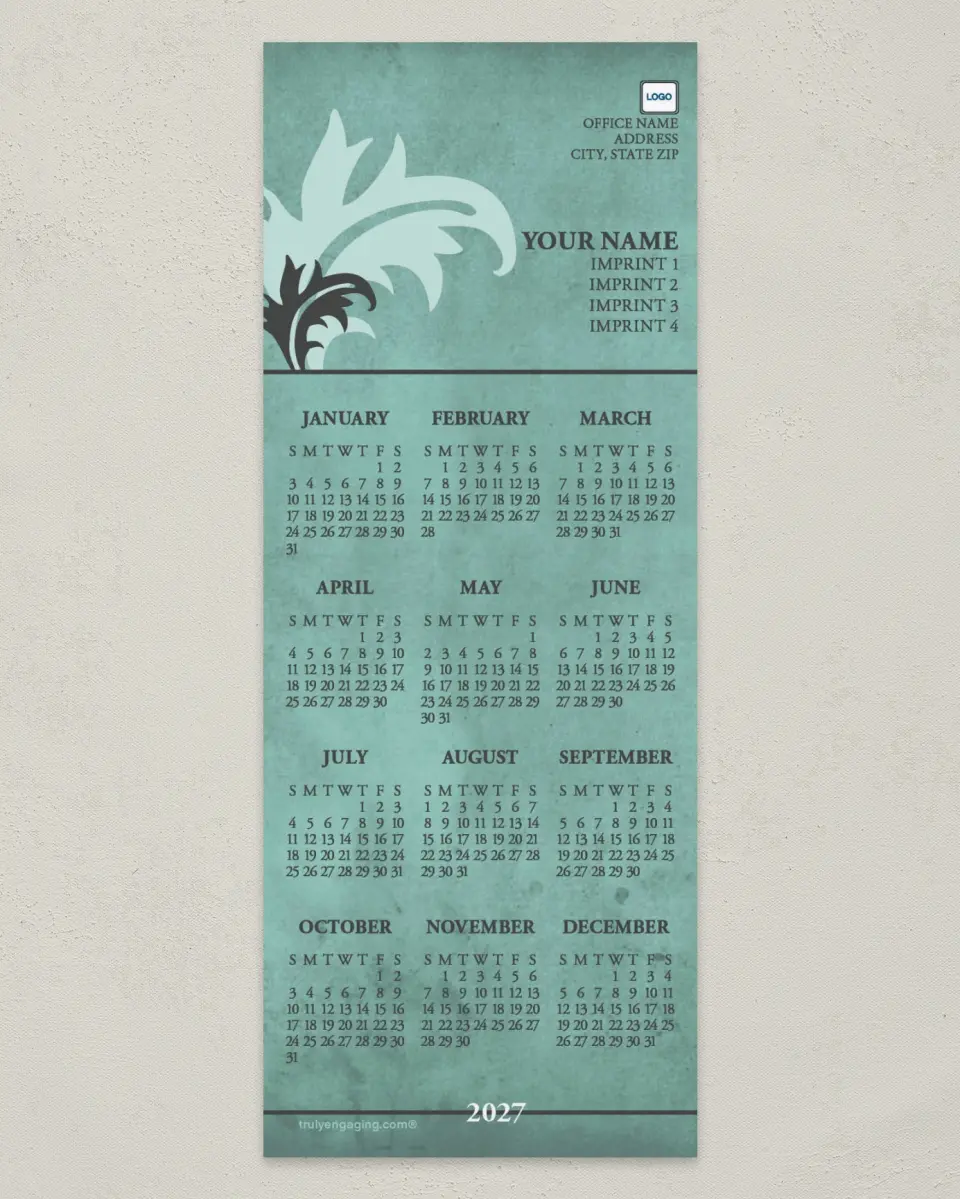 This is a 3½" x 9" Calendar MagnetCard called Vintage Decoration printed in full color