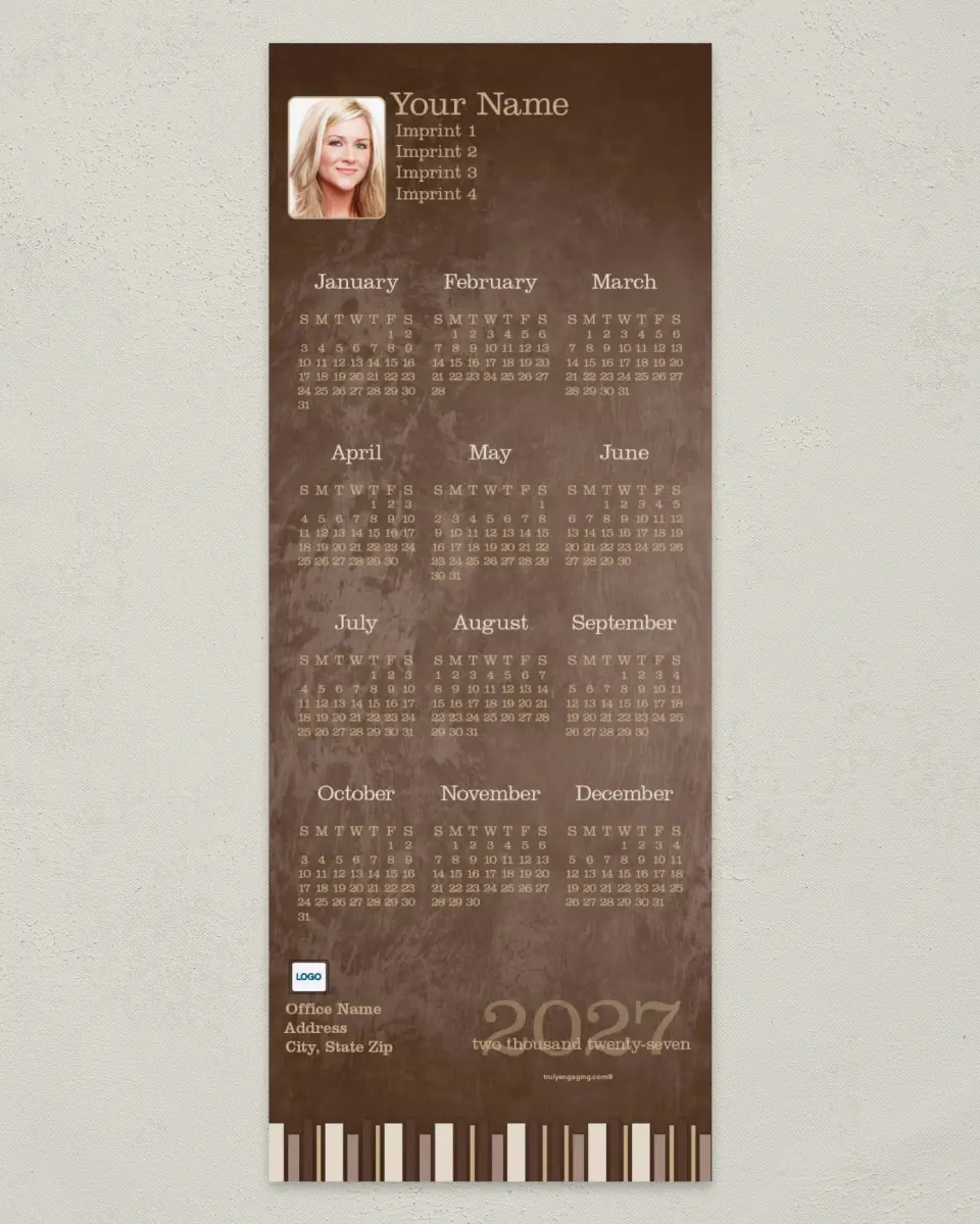 This is a 3½" x 9" Calendar MagnetCard called Sketched Lines printed in full color