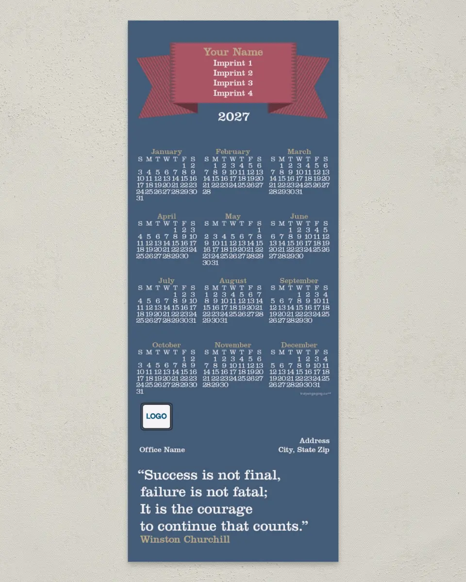 This is a 3½" x 9" Calendar MagnetCard called Inspirational Quote with Banner printed in full color