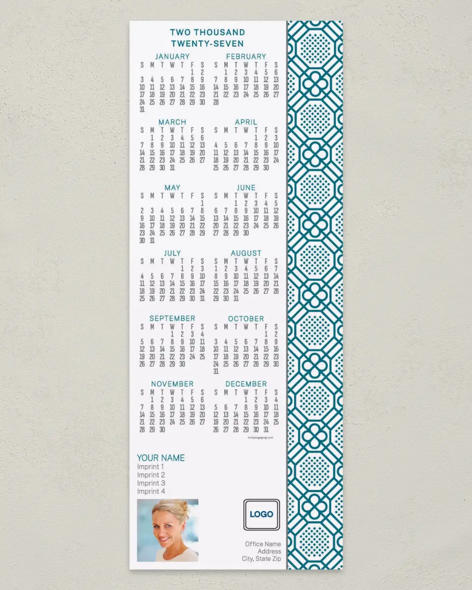 This is a 3½" x 9" Calendar MagnetCard called Modern Tile Interior printed in full color