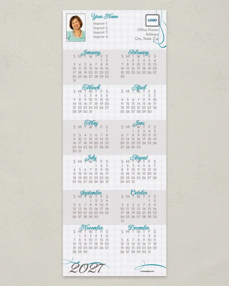 This is a 3½" x 9" Calendar MagnetCard called Trendy Circle Pattern printed in full color