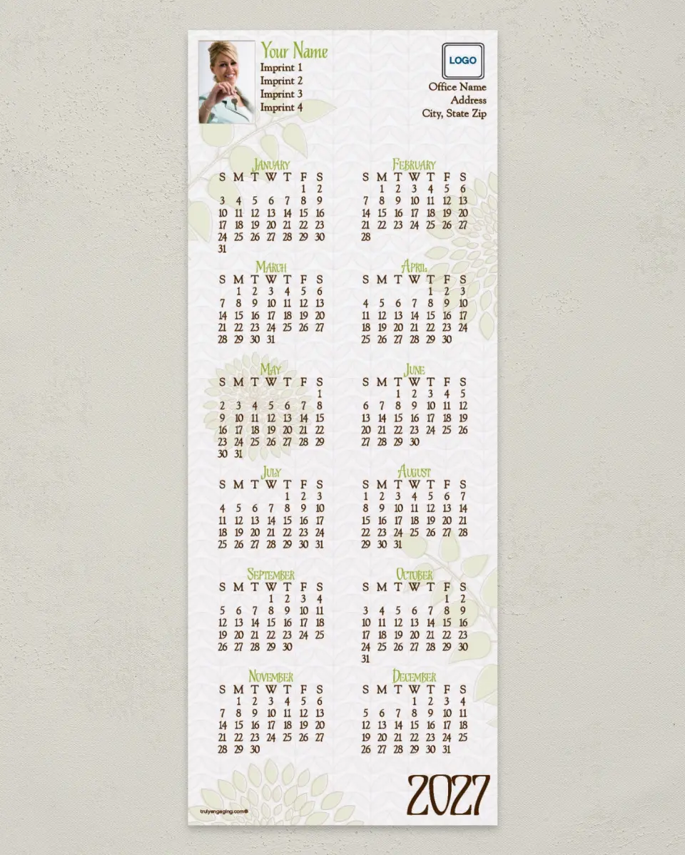This is a 3½" x 9" Calendar MagnetCard called Contemporary Garden printed in full color