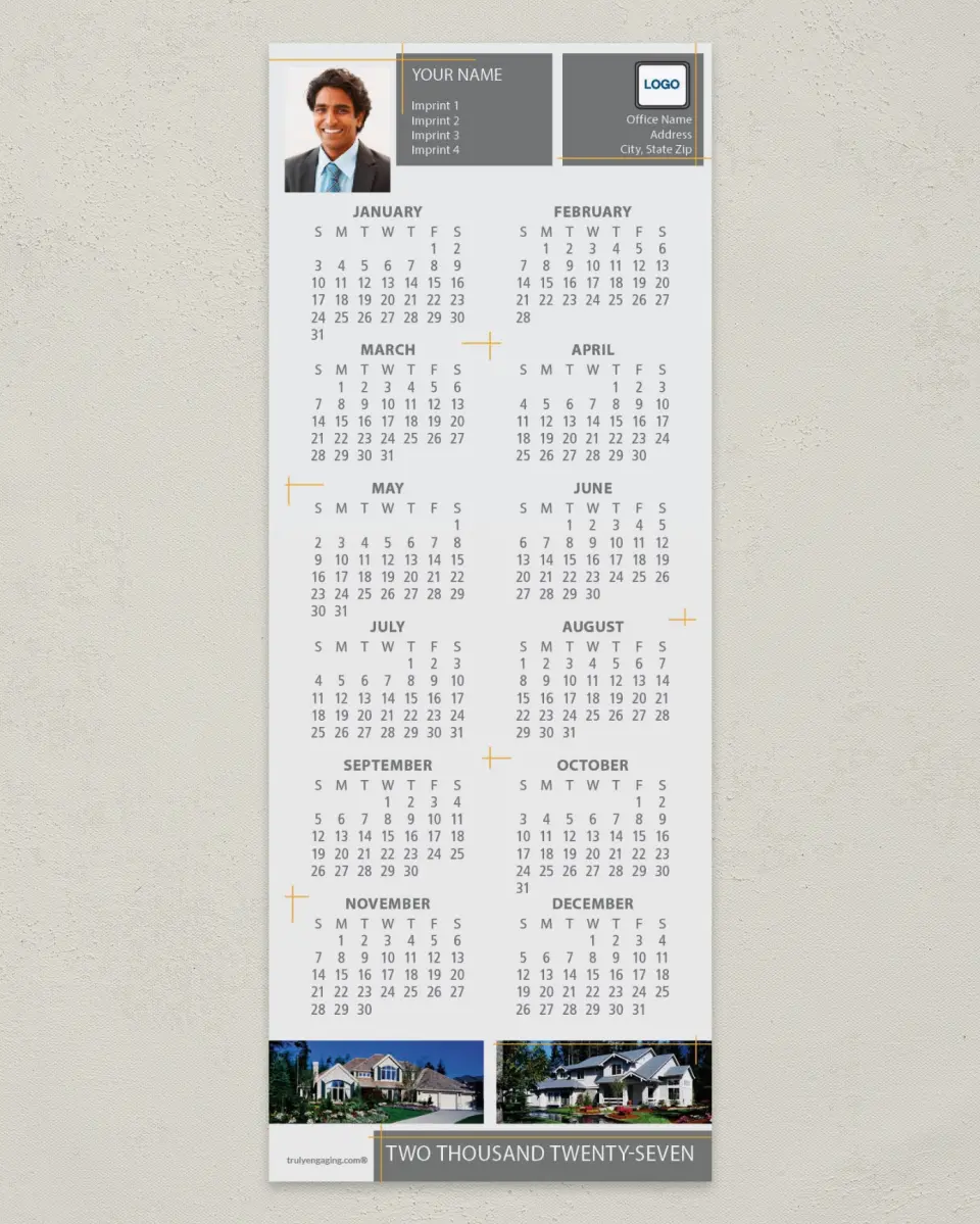 This is a 3½" x 9" Calendar MagnetCard called Popular Property printed in full color