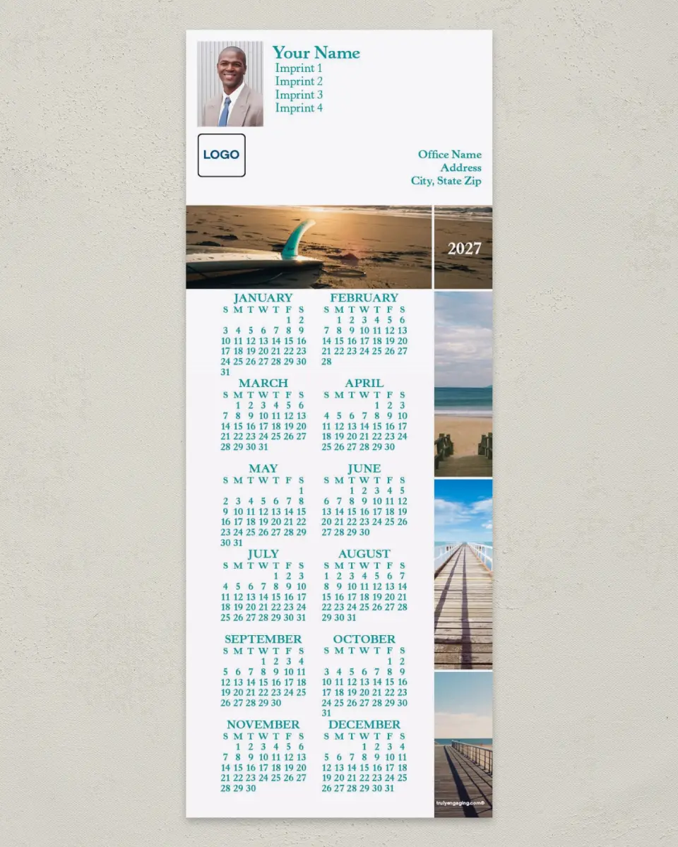 This is a 3½" x 9" Calendar MagnetCard called Scenic Seaside with Calendar printed in full color