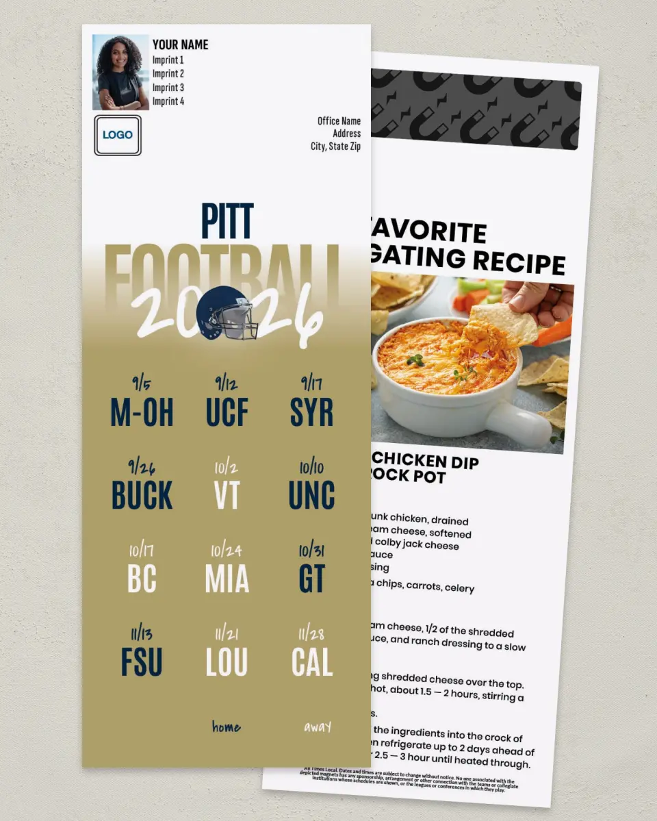 This is a 3½" x 9" Football Schedule Magnet called Pittsburgh Panthers printed in full color