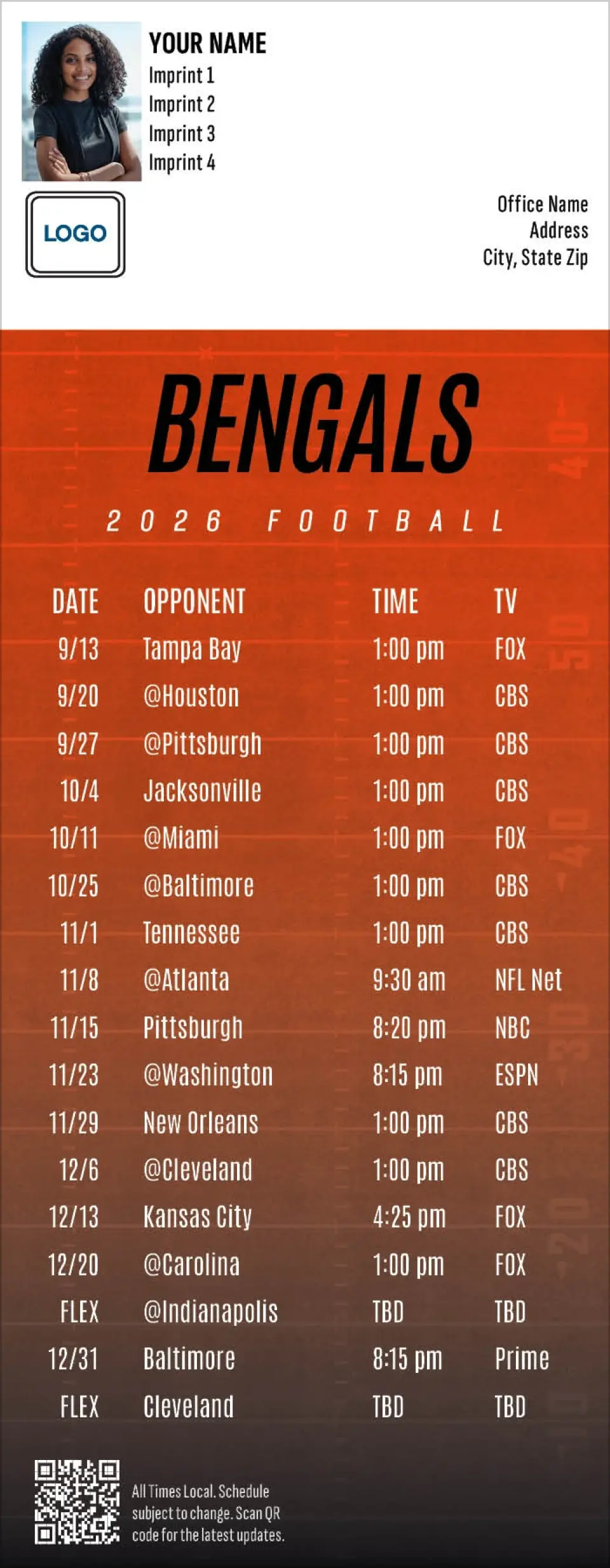 Custom Cincinnati Bengals Football Schedule Magnets | Free Samples ...