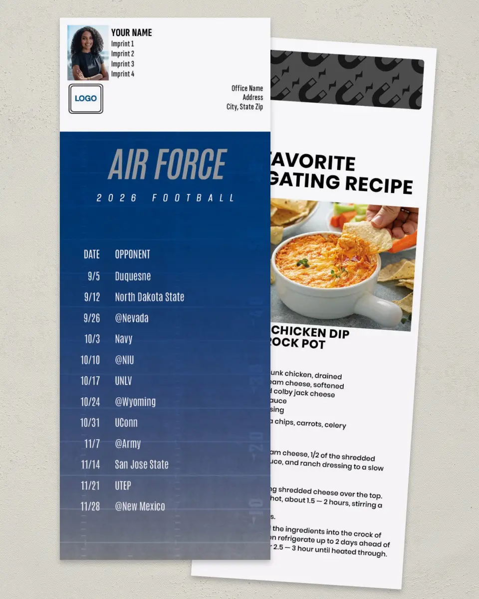 This is a 3½" x 9" Football Schedule Magnet called Air Force Academy printed in full color