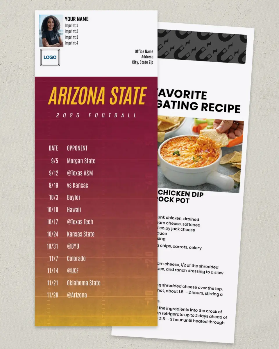 This is a 3½" x 9" Football Schedule Magnet called Arizona State Sun Devils printed in full color