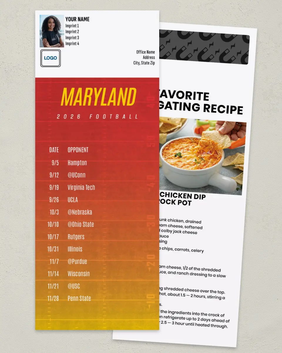 This is a 3½" x 9" Football Schedule Magnet called Maryland Terrapins printed in full color