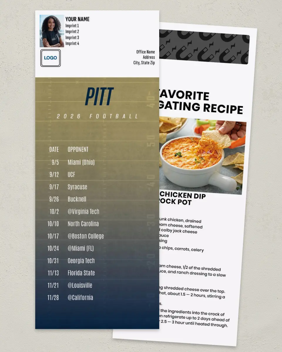 This is a 3½" x 9" Football Schedule Magnet called Pittsburgh Panthers printed in full color