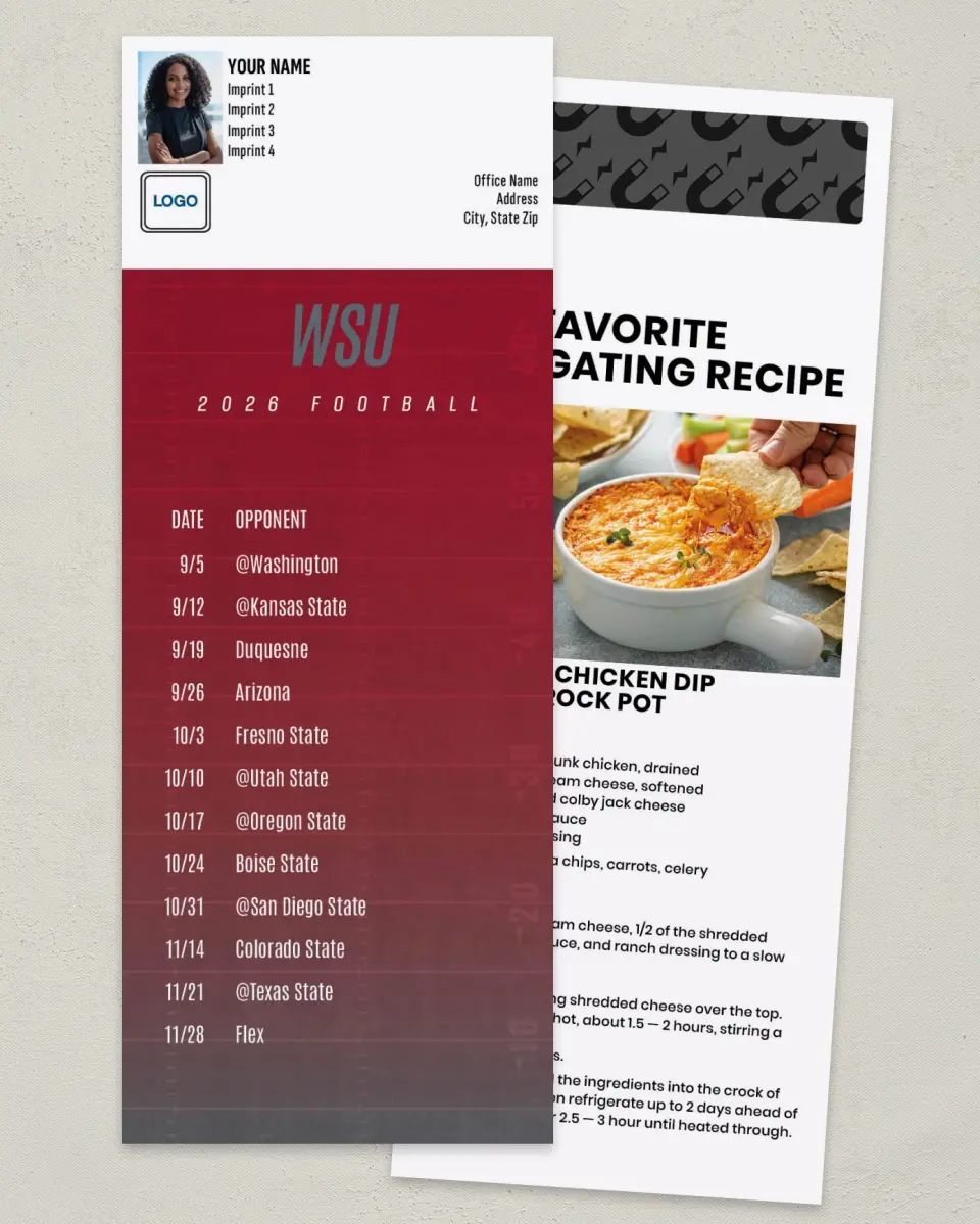 This is a 3½" x 9" Football Schedule Magnet called Washington State Cougars printed in full color