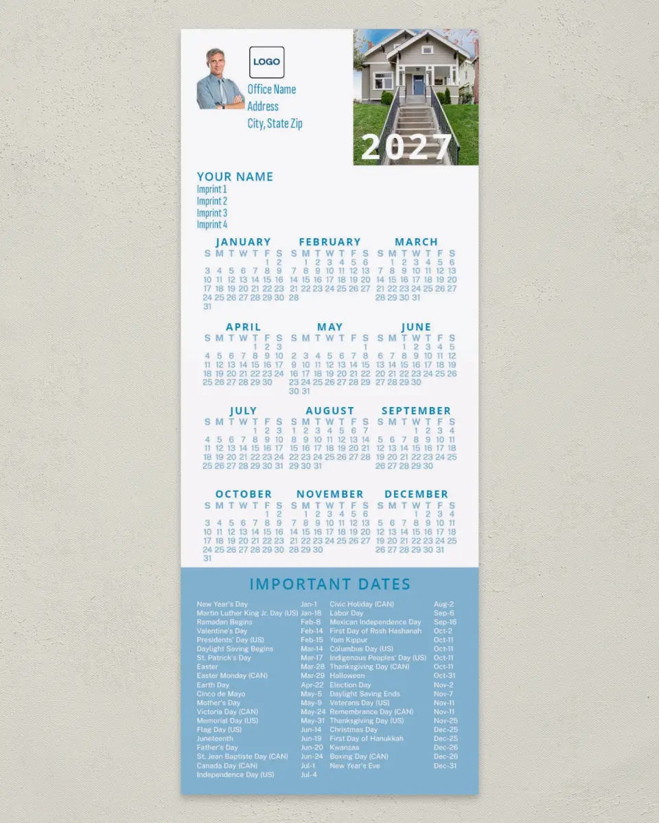This is a 3½" x 9" Calendar MagnetCard called Front Steps printed in full color